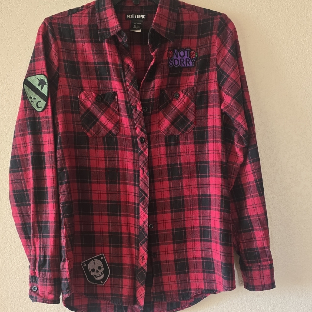 Hot Topic Red Plaid Women's Top